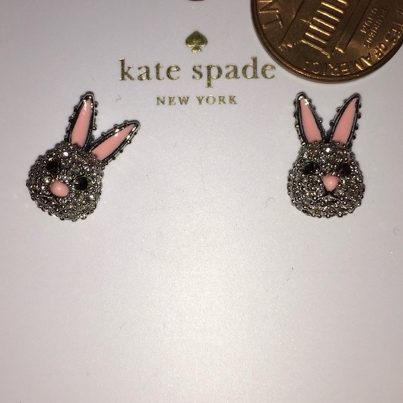 Kate Spade White Fluffy Bunny Earrings - Picture 5 of 5